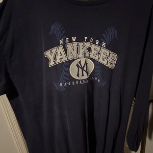 New York Yankees MLB Navy Blue Baseball Club Long Sleeve Shirt XXL 2XL Genuine